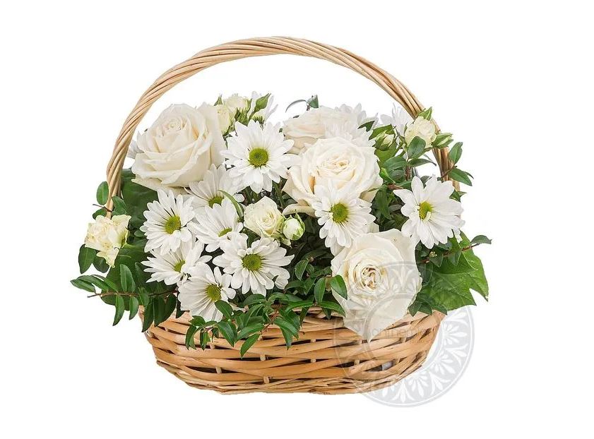 λευκα τριανταφυλλα καλαθι
