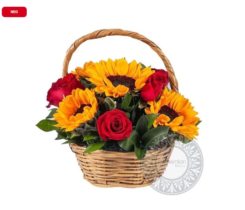 καλαθι με τριανταφυλλα